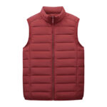 doudoune rouge sans manche personnalisable avec logo