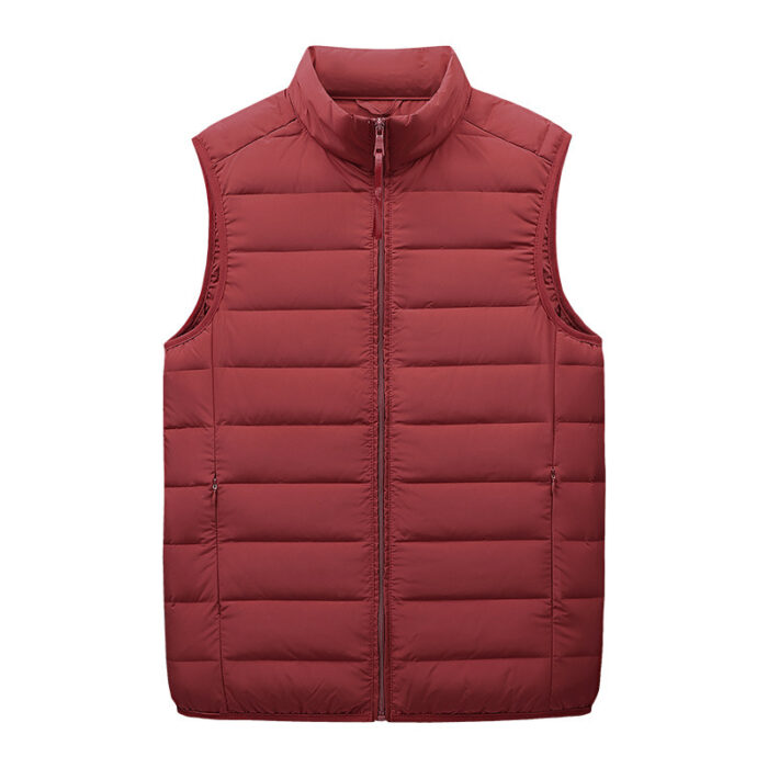 doudoune rouge sans manche personnalisable avec logo